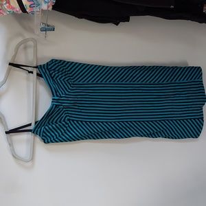 Teal striped bodycon dress